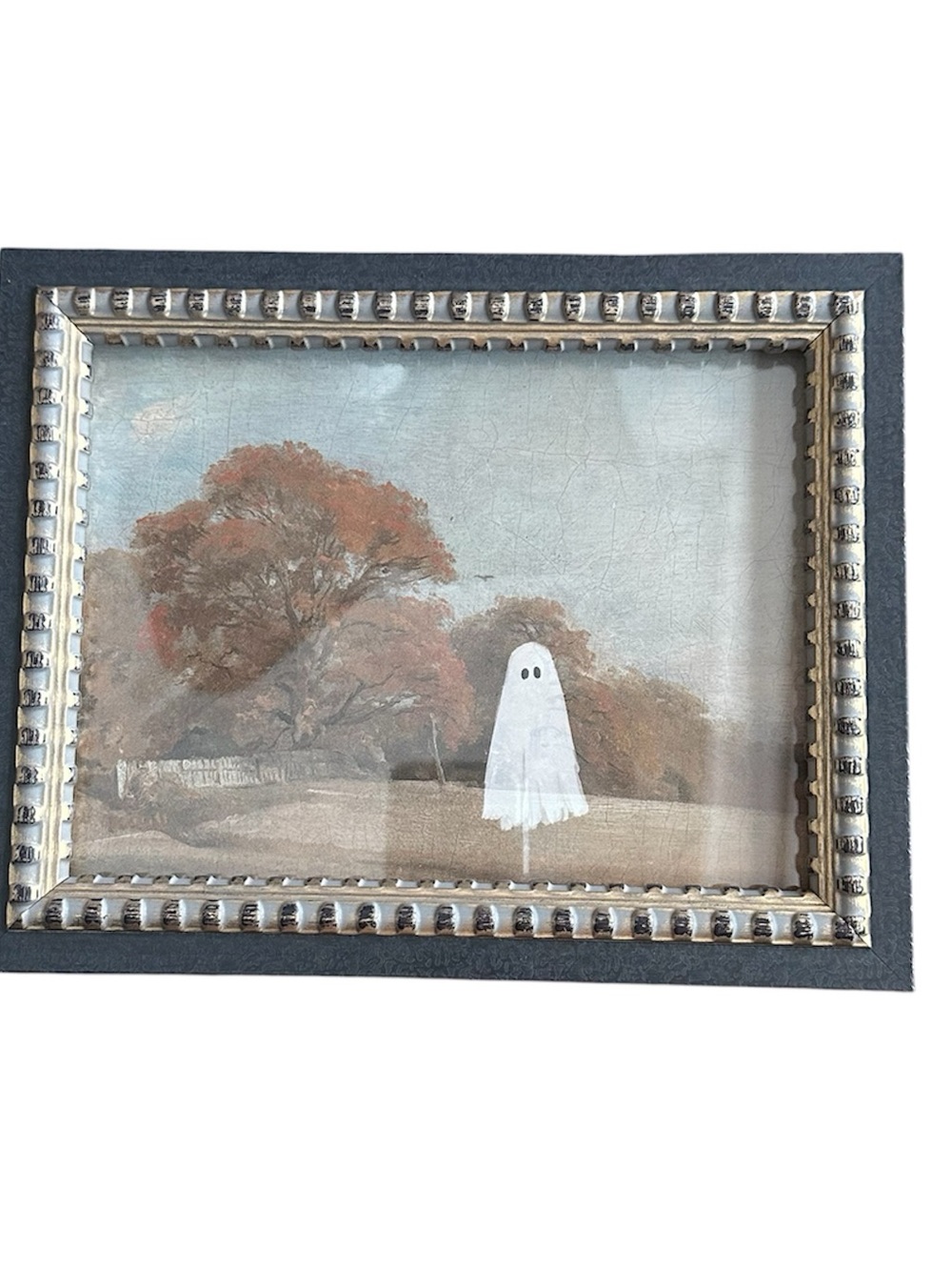 11x14 Framed Ghost Art - White Ghost with Autumn Trees, Petal Lane